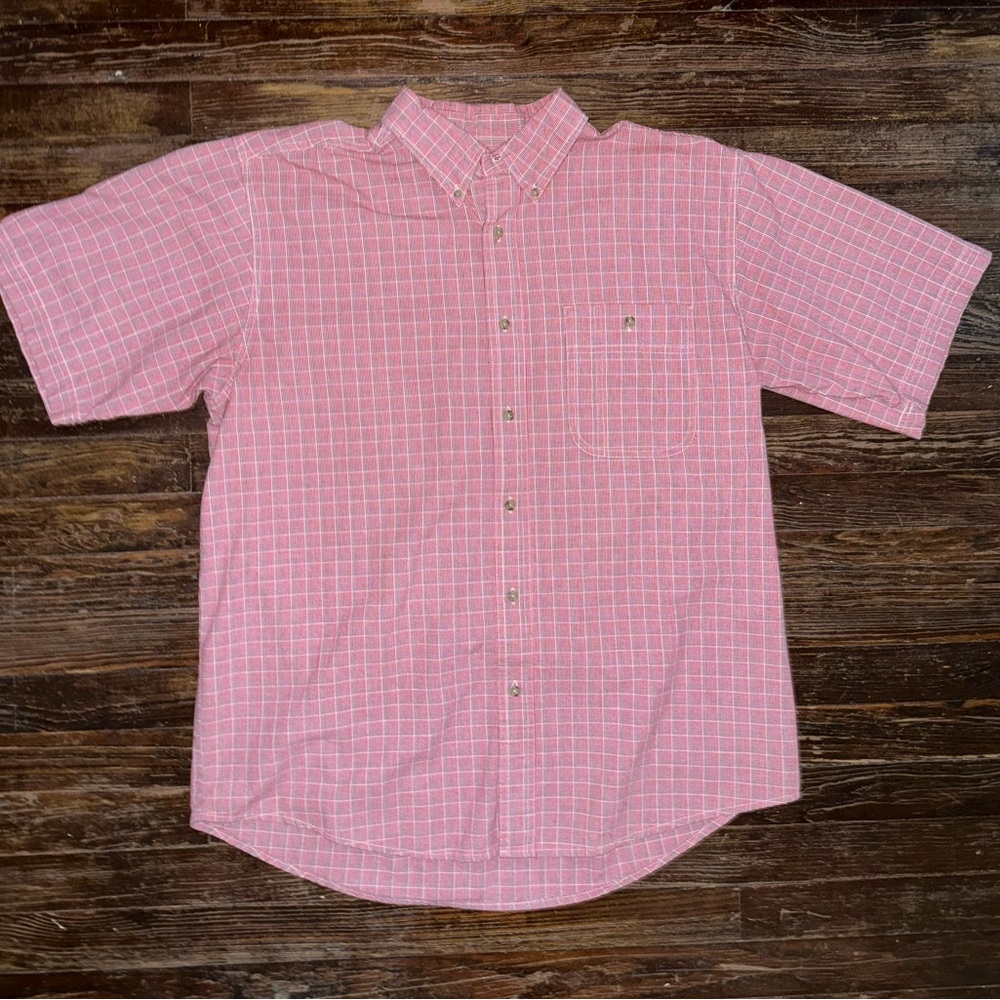 Wrangler Men's Pink Plaid Button Down Shirt